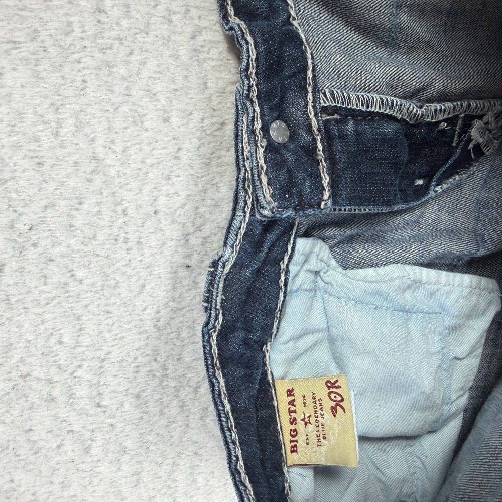 Big Star Liv Boot Jeans Womens 30R (33x31) Dark Wash Bootcut Denim Thick Stitch - Picture 5 of 11